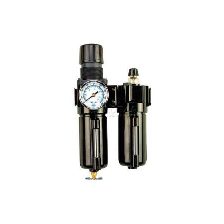 Arrow Pneumatics Arrow 1/2" Modular F/R & Lubricator W/End Ports C70354W, Gauge, Metal Bowl W/Sight, Manual C70354W